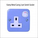 13amp Metal Casing 3pin Switch socket